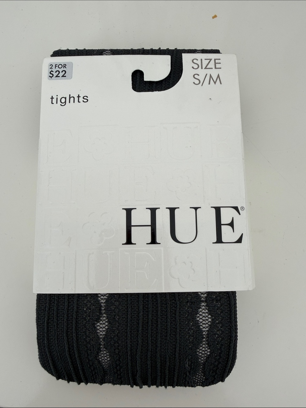 HUE Women's Grey Patterned Tights - S/M NWT